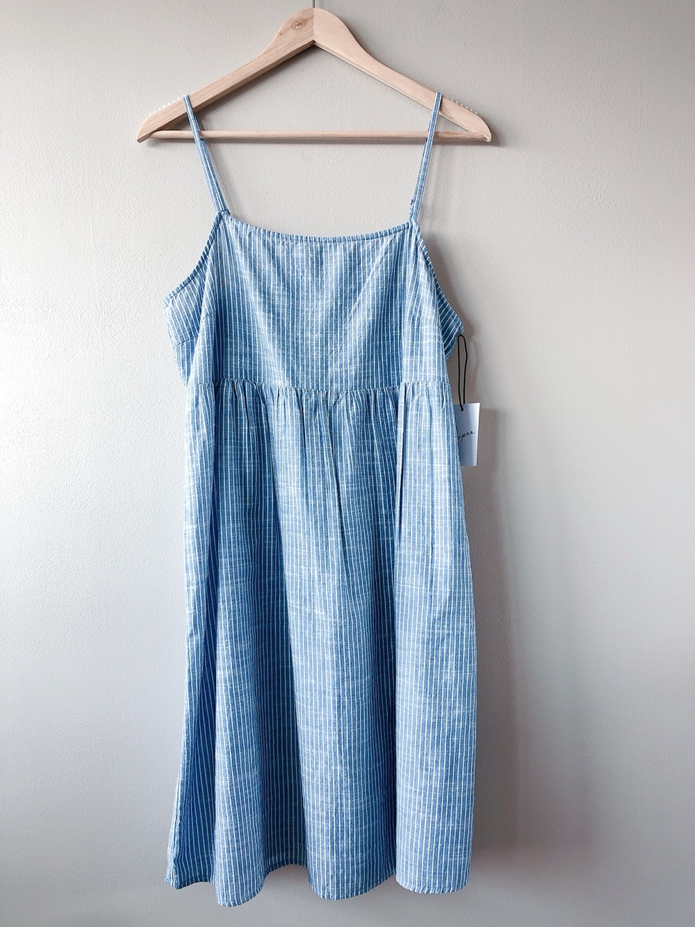 Japna Sky Blue & white Vertical Stripe Cotton dress lightweight boho nautical